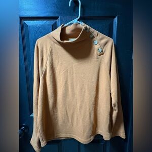 J. Crew Camel Cowl Neck Sweater with Button Accents